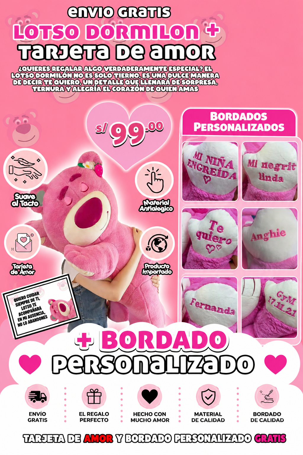 LOTSO DORMILÓN IMPORTADO + BORDADO PERSONALIZADO❤️