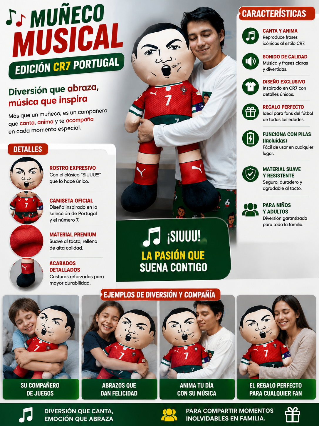 PELUCHE CRISTIANO RONALDO + AUIDO PERSONALIZADO