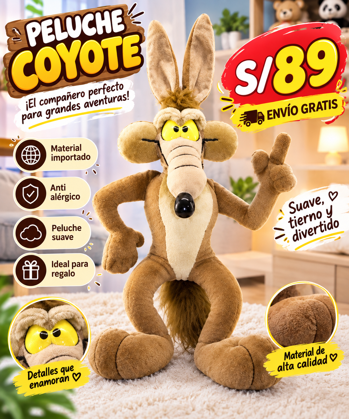 PELUCHE COYOTE IMPORTADO