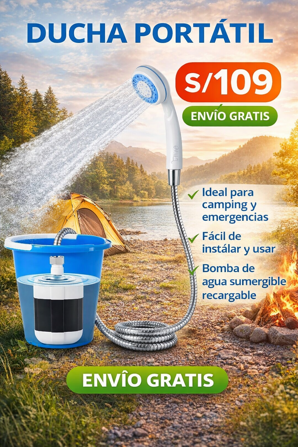 DUCHA PORTATIL RECARGABLE