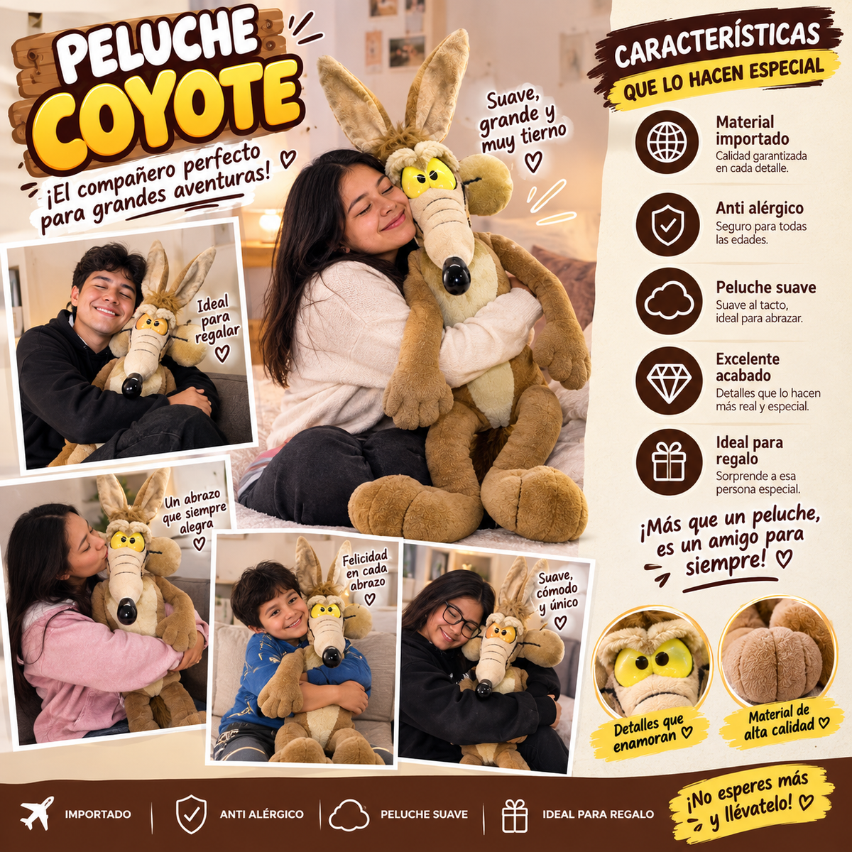 PELUCHE COYOTE IMPORTADO