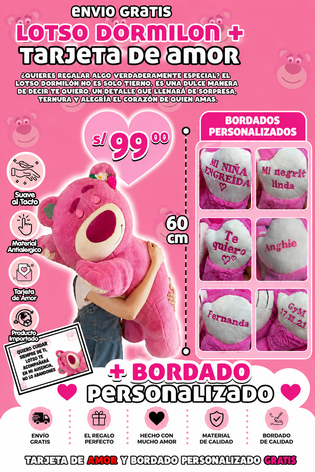 LOTSO DORMILÓN IMPORTADO + BORDADO PERSONALIZADO❤️