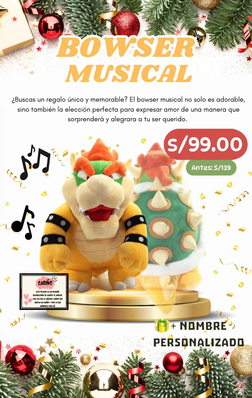 PELUCHE BOWSER IMPORTADO + AUDIO MUSICAL