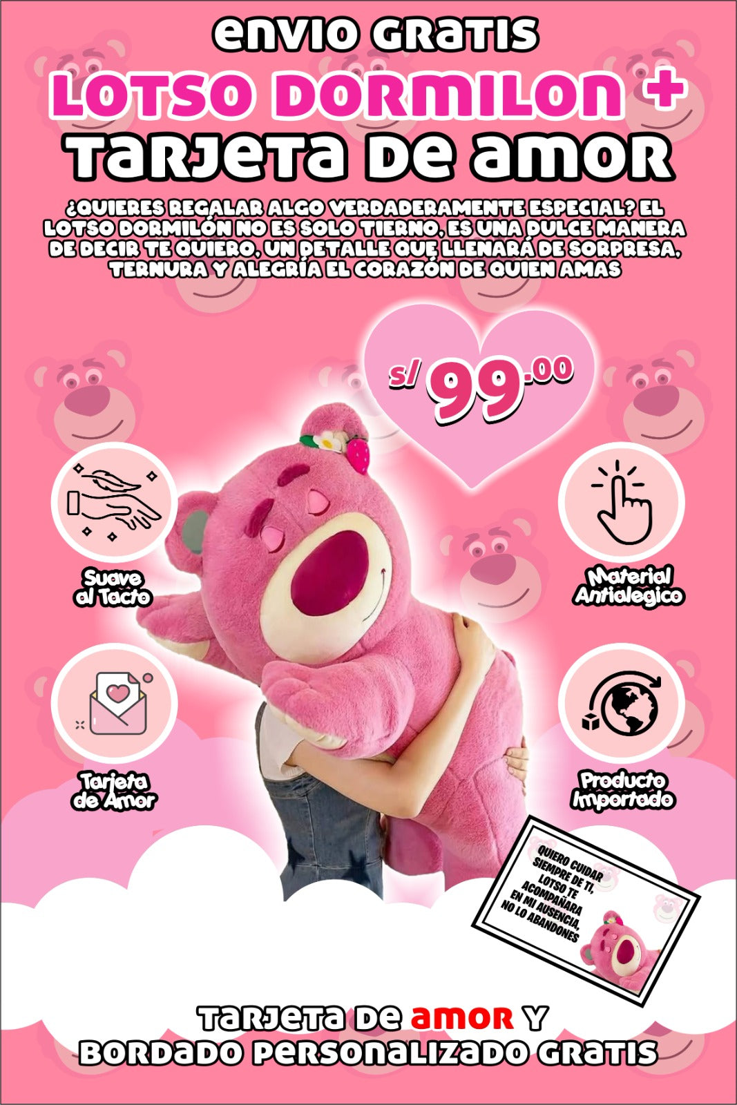 LOTSO DORMILÓN IMPORTADO + BORDADO PERSONALIZADO❤️